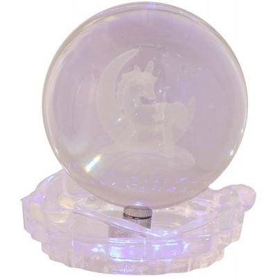 SOLUSTRE Unicorn Crystal Ball with Stand Decorative Glass Ball Water Globe Tabletop Decoration Desktop Ornament Purple Pink - BLJJY8OFZ
