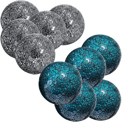 WHOLE HOUSEWARES | Decorative Balls | Set of 3 Glass Mosaic Orbs for Bowls | 4" Diameter and Whole Housewares Decorative Balls Set of 3 Glass Mosaic Sphere Dia 5" - B9UB3RWF0