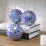WHOLE HOUSEWARES | Decorative Balls | Set of 5 | Glass Mosaic Sphere | Diameter 3 |Gold & Decorative Orbs Set of 3 Glass Mosaic Sphere Balls Diameter 4.1 for Bowls Vases Centerpieces Mermiad - BUVB73BEQ