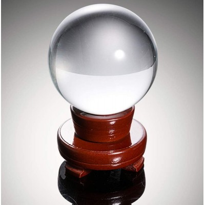 Zoogamo 200MM Clear Crystal Ball with Wood Stand – K9 Glass Crystal Decorative Ball Photography Lensball Meditation Orb & Home Decor for Feng Shui with Gift Box 200mm - B7LLQ05FD