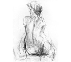 Black and White Charcoal Drawing Nude Figure Sketch Woman Wall Art Home Decor - BNEKAGHPA