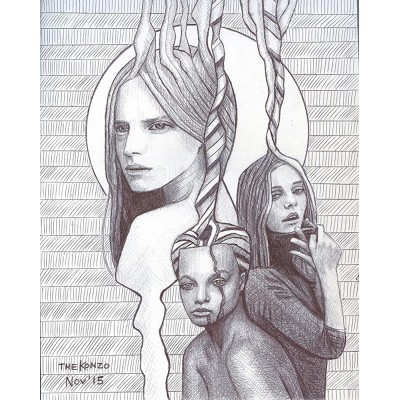 "Tangled in Regret" Original One of a Kind Collectible Ballpoint Pen and Ink Drawing Illustration for Home and Office Wall Decor. THIS IS NOT A PRINT. ORIGINAL SINGLE PIECE ONLY. - B0YQW8S45