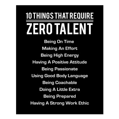 "10 Things That Require Zero Talent"- Motivational Wall Art- 8 x 10" Poster Print-Ready to Frame. Modern Decor for Home-Office-School-Gym & Locker Room. Teach Your Team & Players The Fundamentals! - BPUL3Q4DN