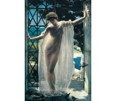 John Reinhard Weguelin Lesbia Poster 1878 Neo Classical Oil On Canvas Painting Women in Sheer Fabric Cool Wall Decor Art Print Poster 24x36 - BBSV3S692