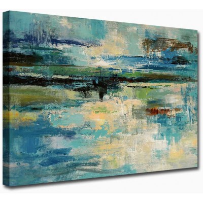 Large Abstract Canvas Wall Art for Bedroom Wall Decor Green Blue Wall Pictures Vintage Canvas Retro Contemporary Canvas Prints Living Room Bathroom Kitchen Office Home Wall Decor Framed 30" x 40" - BEKR38ZXQ
