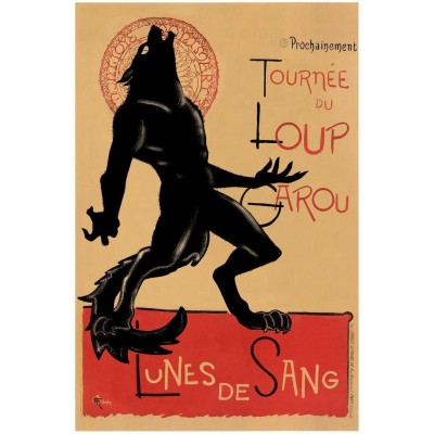 Loup Garou Noir Black Werewolf Chat Noir Parody Vintage Advertisement Vintage Illustration Art Deco Vintage French Wall Art Nouveau French Advertising Fantasy Cool Wall Decor Art Print Poster 24x36 - B2M0VOT8H