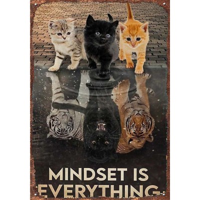 Retro Tin Signs Vintage Signs Cat Poster| Mindset is Everything Cats Poster Cat Tiger Poster Cat Poster Print Cute Cat Poster Cat Lover Gift Cat Wall Art8x12inch - BPCCPIN5I