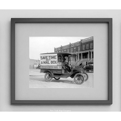 Post Office Department Mail Wagons|1916 Photo Shows Mail Wagon with Sign on Outside Save Time Get A Mail Box|8x10 Vintage Black & White Photograph Ready to Frame - BOYEMLQMT