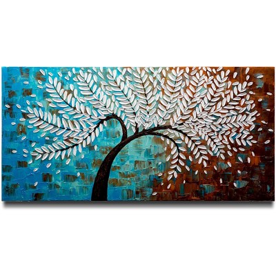 A-cheng40 Oil Painting Art 24x48 Inch Hand Painted 3D Knife Tree Paintings Abstract Paintings Oil Hand Painting - BK1BUC00G