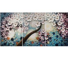 Dyi-Inn Art 3 Piece Wall Art Paintings Artwork 3D Sets Oil Painting Hand-painted on Canvas Knife Thick Texture Flowers Abstract Painting for Living Room Decor - BV3G5E277