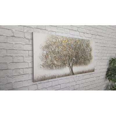 Fabulous Décor Extra Large Gold Flowering Oak 3D Hand-Painted Artwork Canvas Oil Painting Wall Art for Home Office Decoration H20"xW40" 1.2" Deep - BKIOPT1YB