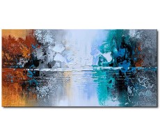 Hand Painted Abstract Landscape Painting on Canvas Lake Scenery Wall Art Modern Home Decor Artwork - BJPWN5PDX