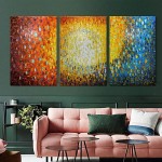MUWU Painting Set 24''x36''x3 Paintings Oil Hand Painting 3D Hand-Painted On Canvas Heavy Texture Acrylic PaintingAbstract Artwork Framed Ready to Hang for Living Room,Dinning Room Bedroom - BCZSYXKTS
