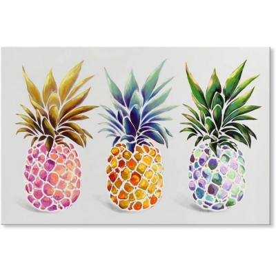 SEVEN WALL ARTS Modern Colorful Pineapples Painting Tropical Fruit Art Framed Artwork for Living Room Kitchen Home Decor Ready to Hang 24 x 36 Inch - BPKZ2TUI0