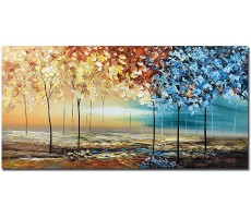 tiancheng Art 24X48 inch Modern Abstract Hand Painted Oil Paintings Acrylic Canvas Art Wall Art Framed Paintings for Bedroom Living Room Decorations - BQNMNXNTQ