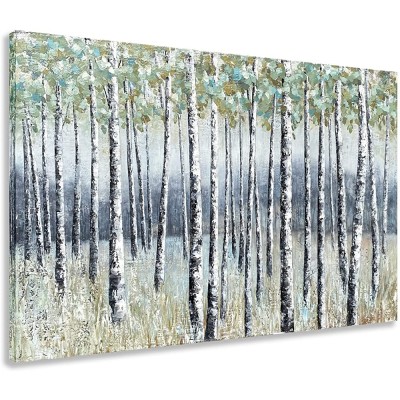 Yihui Arts Aspen Tree Paintings Modern Abstract Forest Wall Art Landscape Pictures with Embellishments for Living Room Bedroom Bathroom Decor - BXEOIWEHH