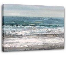 Yihui Arts Large Living Room Wall Arts Hand Painted Modern Abstract Seascape Canvas Oil Painting Ocean Beach Coastal Picture Artwork for Home Decor - BJ40N6SZY
