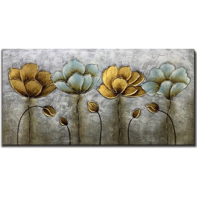 Yotree Paintings 24x48 Inch Paintings Elegant Flowers Oil Hand Painting Painting 3D Hand-Painted On Canvas Abstract Artwork Art Wood Inside Framed Hanging Wall Decoration Abstract Painting - B1JB9DA2V