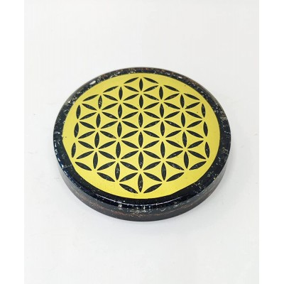 Asra Crystal Water Charging Plate with Black Tourmaline Healing Crystals and Flower of Life –Orgone Charging Coaster Reversible Dome for Spiritual Cleansing and E-Energy Protection - B0SK414IV