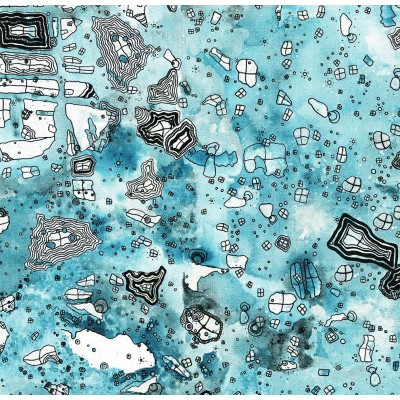 'Blue Sky' art microfiber bath or kitchen mat rug carpet. Mixed media art home accessories. - B5SIRGU7Y