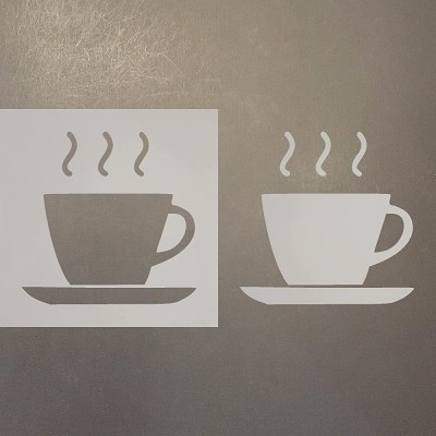 Coffee Cup 1 Reusable Mylar Stencil Art Craft Supplies 4 Inch - BYHRE1T50