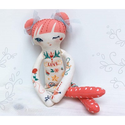 diy Lydia Love cut and sew cloth doll panel fabric Hand Embroidery Sampler - BG1BRBJZB
