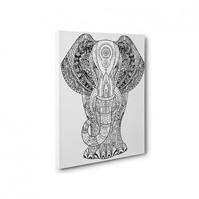 Elephant Art Therapy Coloring Canvas Home Decor - B5XIIXD7K