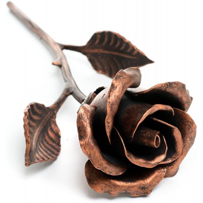 Handcrafted Metal Rose Copper Stained Romantic Anniversary Flower - B8JXKXJFT