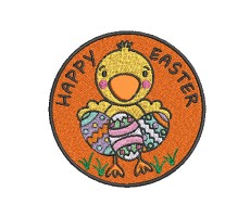 Happy Easter Patch Chicken Baby Chick Birds Animals Embroidered 3.5" Orange Iron-On or Sew-On Premium Detailed Applique Vest Jacket Jean Bag Hat Clothing Kids Children DIY Decorative Crafts - BB05GYCI7