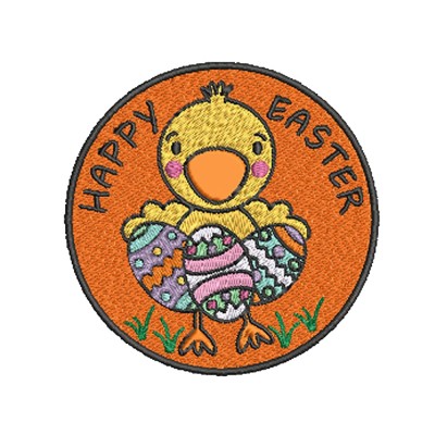 Happy Easter Patch Chicken Baby Chick Birds Animals Embroidered 3.5" Orange Iron-On or Sew-On Premium Detailed Applique Vest Jacket Jean Bag Hat Clothing Kids Children DIY Decorative Crafts - BB05GYCI7