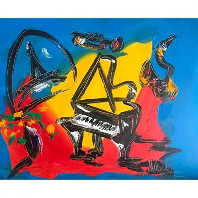 JAZZ MUSIC PIANO ARTWORK Mark Kazav Original Paintings - BW3SERETT