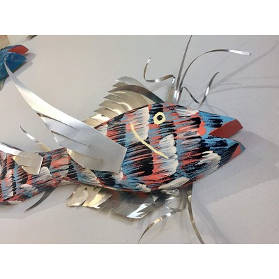 Mixed Media 2D Happy Fish Art Sculpture For Wall Decor - BXMPDRZHQ