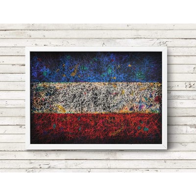 Netherlands Flag Hand-Painted Flag of the Kingdom of Netherlands Distressed Flag Vintage Mixed Media Art Rustic Industrial Style Flag Painting - B7PZWVRXF