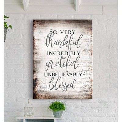 Sense of Art| So Very Thankful V13 |Blessed Sign|Quotes Wall Art|Religious Wall Decor|Rustic Home Decor Farmhouse|Christian Wall Art|Thankful Wall Decor Brown 30x40 - BJ0SDZ7PY