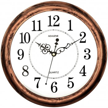 Adalene 13-Inch Decorative Wall Clock Silent Non-Ticking Vintage Retro Kitchen Wall Clock Bathroom Large Wall Clocks for Living Room Décor Rustic Wall Clocks Battery Operated Silent Wall Clock - BUH9FK0E5