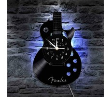 KingLive Music Wall Clock Guitar Vinyl Wall Clock12”30cm 7 Kinds of LED Color Art Home Decor Music Instrument Wall Clock Silent Non Ticking for Living Room Bedroom Music Studio - B1Q99446X