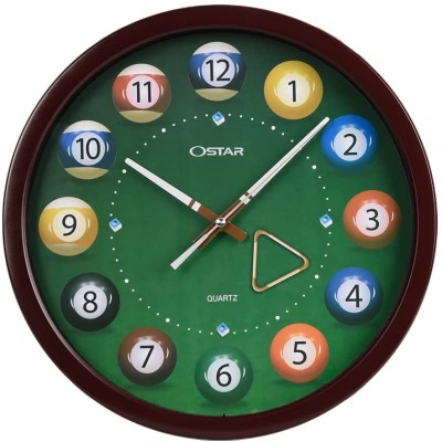 OSTAR Big Large Pool Ball Wall Clock Battery Operated Cue Hand Non Ticking Quality Quartz 14" Snooker Game - BF9TY876U