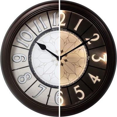 PresenTime & Co 12.6" Luminous Farmhouse Clock Silent no Ticking Oil Rubbed Bronze Finish Vintage Style Lighted Clock with Smart Sensor - BTN2W8U4M
