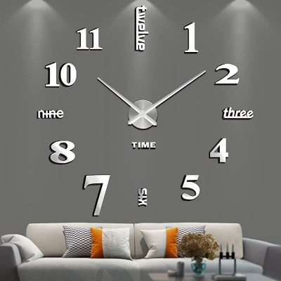 VANGOLD Large Wall Clocks for Living Room Decor DIY Wall Clock Modern 3D Wall Clock with Mirror Numbers Stickers for Home Office Decorations Ideas Black - BJDH8YCEA