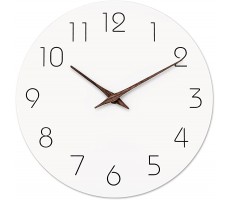 Wall Clock Silent Non-Ticking 10 Inch Wall Clocks Battery Operated Modern Style Wooden Clock Decorative for Kitchen,Home,Bedrooms,Office10" White - BXG3THOGT