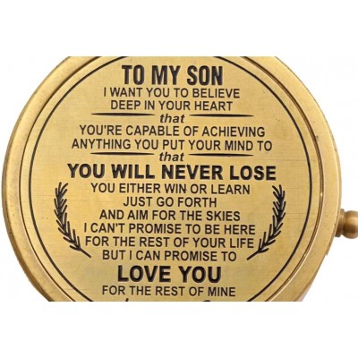 Antique Nautical Vintage Directional Magnetic Compass with Famous Scripture Quote Engraved Baptism Gifts with Leather Case or Wooden Case for Loved Ones Son Father Love Partner Spouse Fiancé. - BB3SCKO83