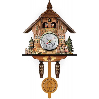 Cuckoo Clock 6 inch Traditional Black Forest Cuckoo Clock with Antique Pendulum Work on Wood Coo Coo Clock Vintage Wooden Wall Clock for Living Room Home Kitchen Decor Does't Actually Cuckoo - BEZKIIV96