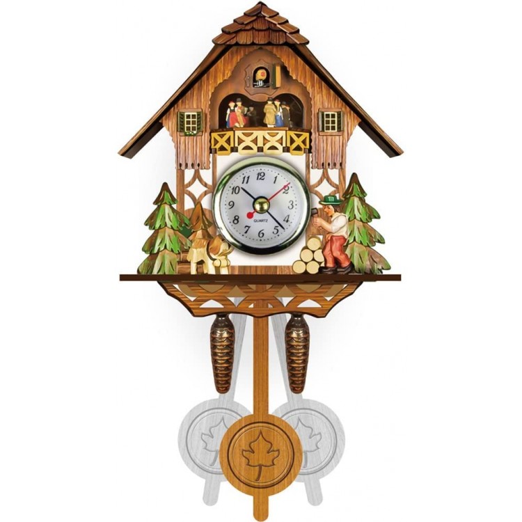 Cuckoo Clock Wooden Wall Clocks Wood Traditional Handcrafted Chalet European Antique Retro Style Mechanical Cuckoo Pendulum Quartz Clock for Home Living Room Bedroom Decor Birthday Gifts CM-001 - B2MK5Y0UR