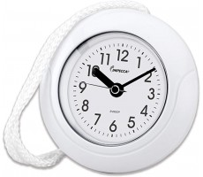 Impecca Waterproof Clock 5.5“ Non-Ticking Quartz Movement Indoor & Outdoor Clock for Shower Wall Desk Pool Patio Kitchen Bathroom Washroom Hanging Rope Included White - B4DI9JAN3
