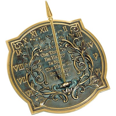 Rome 2303 Happiness Sundial Solid Brass with Verdigris Highlights 10-Inch Diameter - BXO3JEDGH