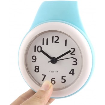 Shower Clock Haoun Silent Bathroom Wall Clock Water Resistant Battery Operated no Ticking Noise Small Clock with Second Hand Easy to Read Cyan - B23P4JS93