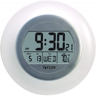 Taylor Precision Products RA36213 Taylor Atomic Wall Clock with Thermometer White - BL7GSVKJV