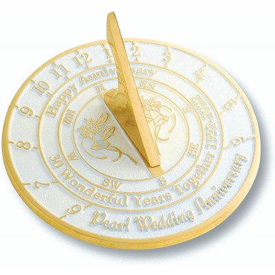 The Metal Foundry Pearl 30th Sundial 2022 Recycled Solid Brass UK Manufactured Home Décor Or Garden Present Idea for Him Her Parents Grandparents Friends Or Couple On 30 Years of Marriage - BBKST4I6O