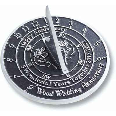 The Metal Foundry Wood 5th Sundial 2022 Recycled Solid Metal UK Manufactured Present Home Décor Or Garden Idea for Him Her Parents Friends Or Couple On 5 Years of Marriage - BQ7OLSBBY