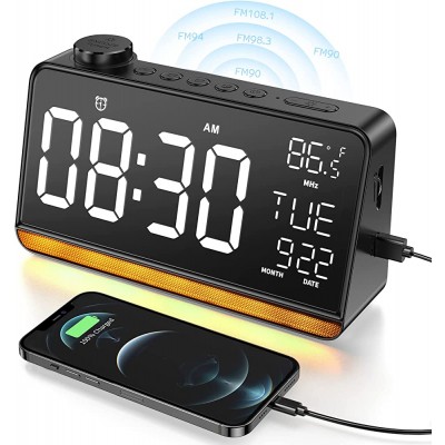 Alarm Clock for Bedroom Dekala 9" Large Display Digital Clock Radios for Bedroom Alarm Clock with USB Charger Dual Alarm Clock Radio 4 Sleep Sound Machine Dimmer Night Light Snooze - BF82RPM4M